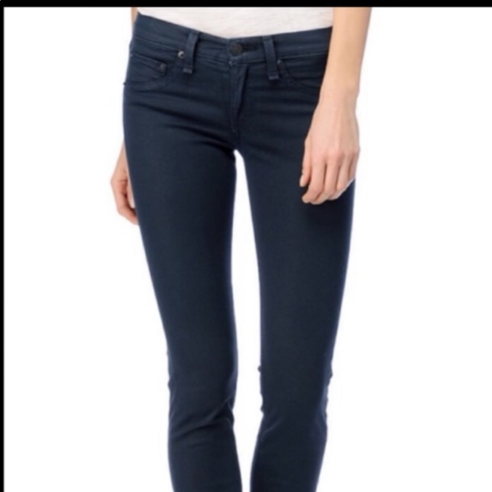 Rag and Bone Navy Sateen legging/jeans